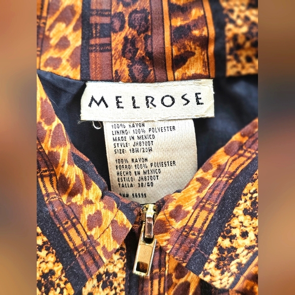 Vintage RARE Melrose Striped Animal Safari Print Zip up Blazer Jacket Leopard - Picture 6 of 10